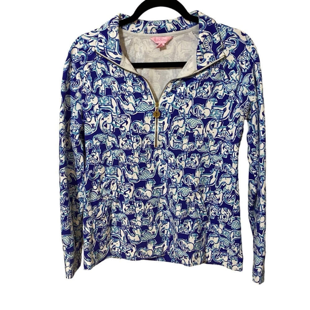 Lilly Pulitzer Women's XS Skipper Popover Get Trunky Half Zip Sweatshirt - Picture 2 of 9
